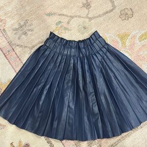 Lola and the Boys navy vegan leather pleated skirt